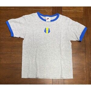 VINTAGE 80s NIKE BIG CENTER LOGO GREY TEE T-SHIRT MEN'S SIZE S